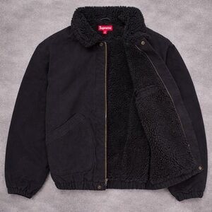 Supreme Black Sherpa-Lined Jacket